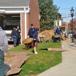 Westwood Volunteer Ambulance Corp sheet mulching the garden site