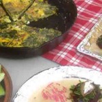 Mugwort Frittata, Golden Beets with Winter Cress, Fresh Garlic Dip