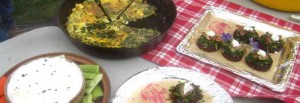 Mugwort Frittata, Golden Beets with Winter Cress, Fresh Garlic Dip