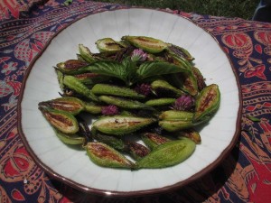 Caramelized milkweed pods